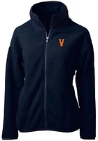 Cutter and Buck Virginia Cavaliers Womens Navy Blue Cascade Eco Sherpa Long Sleeve Full Zip Jack..