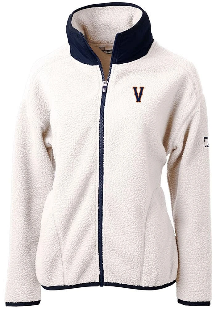 Cutter and Buck Virginia Cavaliers Womens Grey Cascade Eco Sherpa Long Sleeve Full Zip Jacket
