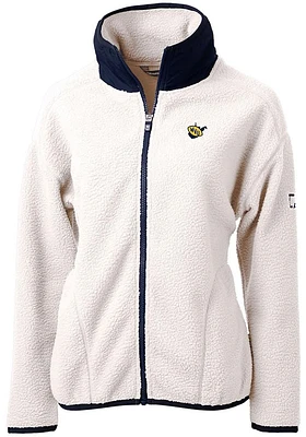 Cutter and Buck West Virginia Mountaineers Womens Grey Cascade Eco Sherpa Long Sleeve Full Zip J..