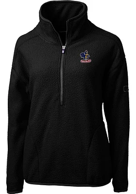 Cutter and Buck Delaware Fightin' Blue Hens Womens Black Cascade Eco Sherpa Qtr Zip