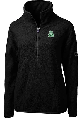 Cutter and Buck Marshall Thundering Herd Womens Black Cascade Eco Sherpa Qtr Zip