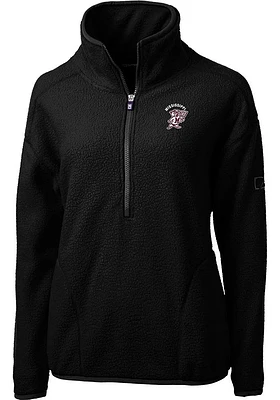 Cutter and Buck Mississippi State Bulldogs Womens Black Cascade Eco Sherpa Qtr Zip