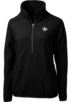 Cutter and Buck TCU Horned Frogs Womens Black Cascade Eco Sherpa Qtr Zip