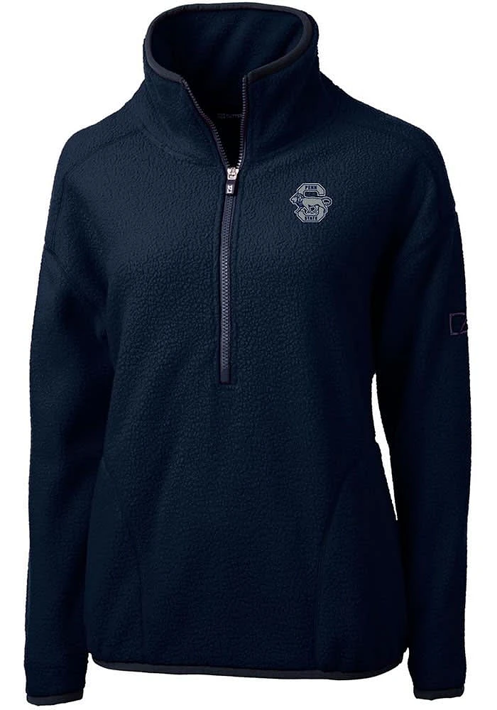 Cutter and Buck Penn State Nittany Lions Womens Navy Blue Cascade Eco Sherpa Qtr Zip