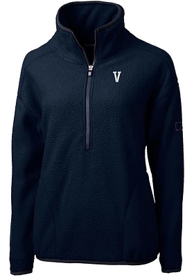 Cutter and Buck Villanova Wildcats Womens Navy Blue Cascade Eco Sherpa Qtr Zip
