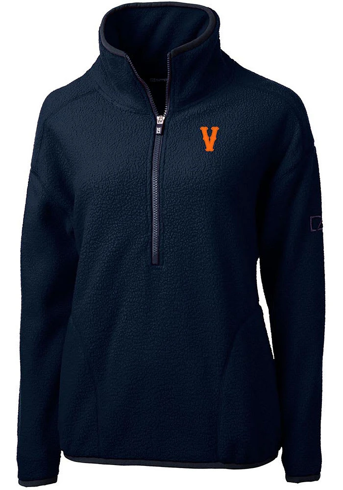 Cutter and Buck Virginia Cavaliers Womens Navy Blue Cascade Eco Sherpa Qtr Zip