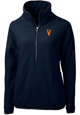 Cutter and Buck Virginia Cavaliers Womens Navy Blue Cascade Eco Sherpa Qtr Zip