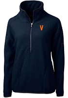 Cutter and Buck Virginia Cavaliers Womens Navy Blue Cascade Eco Sherpa Qtr Zip