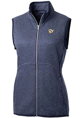 Cutter and Buck West Virginia Mountaineers Womens Navy Blue Vault Mainsail Vest