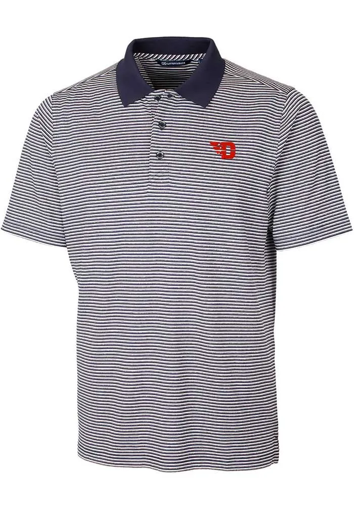 Cutter and Buck Dayton Flyers Mens Navy Blue Forge Tonal Stripe Stretch Big Tall Polos Shirt