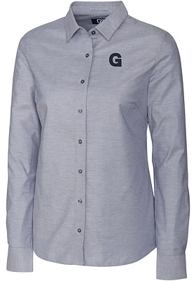 Cutter and Buck Gonzaga Bulldogs Womens Stretch Oxford Long Sleeve Grey Dress Shirt