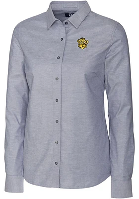 Cutter and Buck Missouri Tigers Womens Stretch Oxford Long Sleeve Grey Dress Shirt