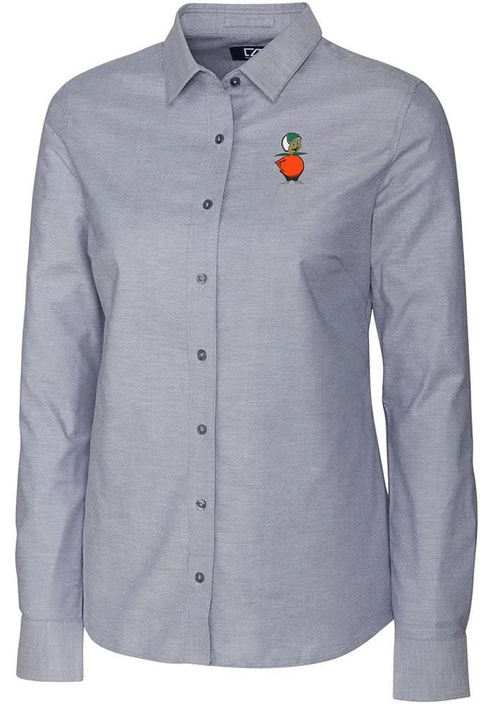 Cutter and Buck UCF Knights Womens Stretch Oxford Long Sleeve Grey Dress Shirt