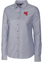 Cutter and Buck Western Kentucky Hilltoppers Womens Stretch Oxford Long Sleeve Grey Dress Shirt