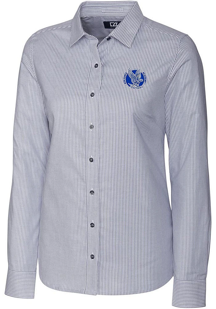 Cutter and Buck Air Force Falcons Womens Stretch Oxford Stripe Long Sleeve Dress Shirt