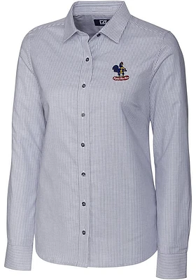 Cutter and Buck Delaware Fightin' Blue Hens Womens Stretch Oxford Stripe Long Sleeve Dress