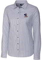 Cutter and Buck Delaware Fightin' Blue Hens Womens Stretch Oxford Stripe Long Sleeve Dress