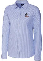 Cutter and Buck Delaware Fightin' Blue Hens Womens Stretch Oxford Stripe Long Sleeve Dress