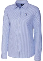Cutter and Buck Fresno State Bulldogs Womens Stretch Oxford Stripe Long Sleeve Dress Shirt