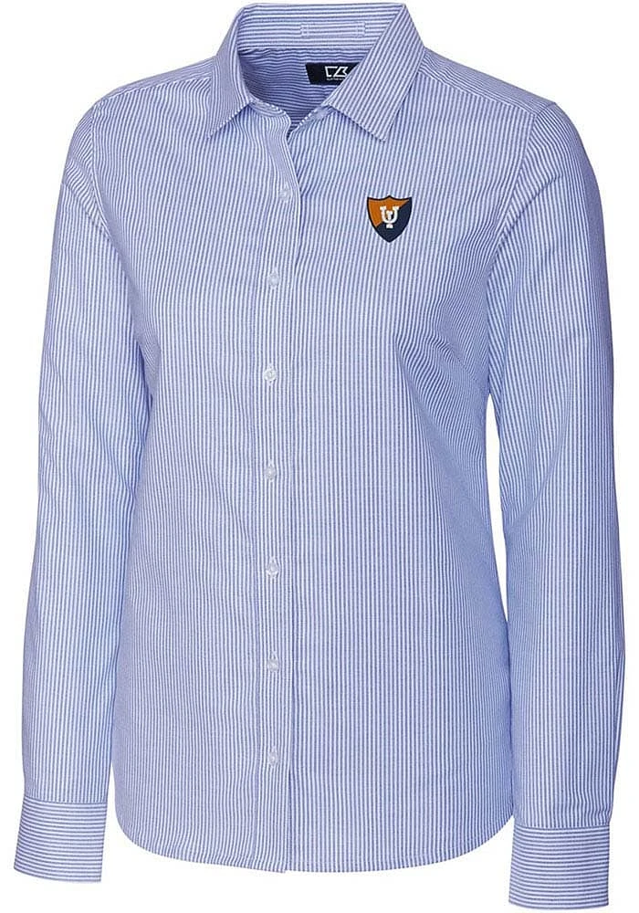 Cutter and Buck Illinois Fighting Illini Womens Stretch Oxford Stripe Long Sleeve Dress Shirt