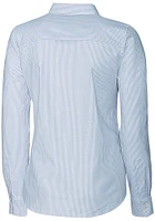 Cutter and Buck Gonzaga Bulldogs Womens Stretch Oxford Stripe Long Sleeve Light Blue Dress Shirt