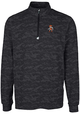 Cutter and Buck Oklahoma State Cowboys Mens Black Traverse Camo Print Big Tall Qtr Zip