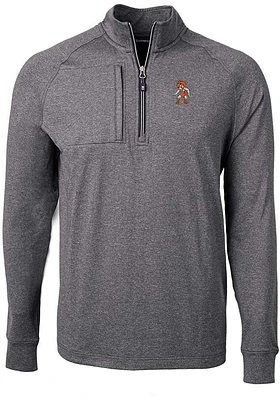Cutter and Buck Oklahoma State Cowboys Mens Black Wresting Pete Adapt Eco Knit Big Tall Qtr ..
