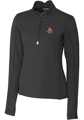 Cutter and Buck Oklahoma State Cowboys Womens Black Traverse Qtr Zip