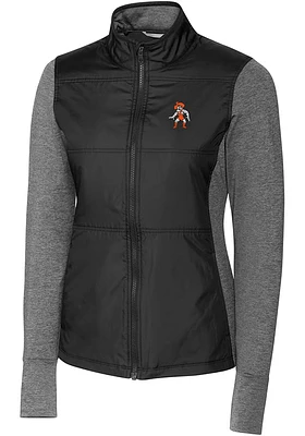 Cutter and Buck Oklahoma State Cowboys Womens Black Stealth Hybrid Quilted Medium Weight Jacket