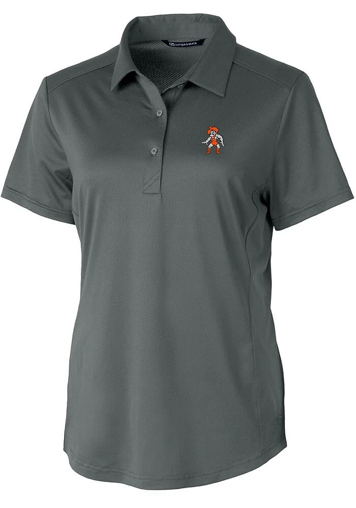 Cutter and Buck Oklahoma State Cowboys Womens Grey Wresting Pete Prospect Short Sleeve Polo Shir..