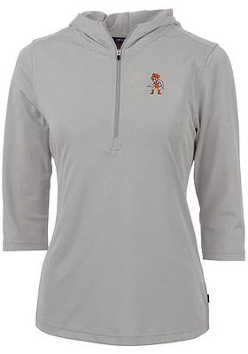 Cutter and Buck Oklahoma State Cowboys Womens Grey Wresting Pete Virtue Eco Pique Hooded Sweatsh..