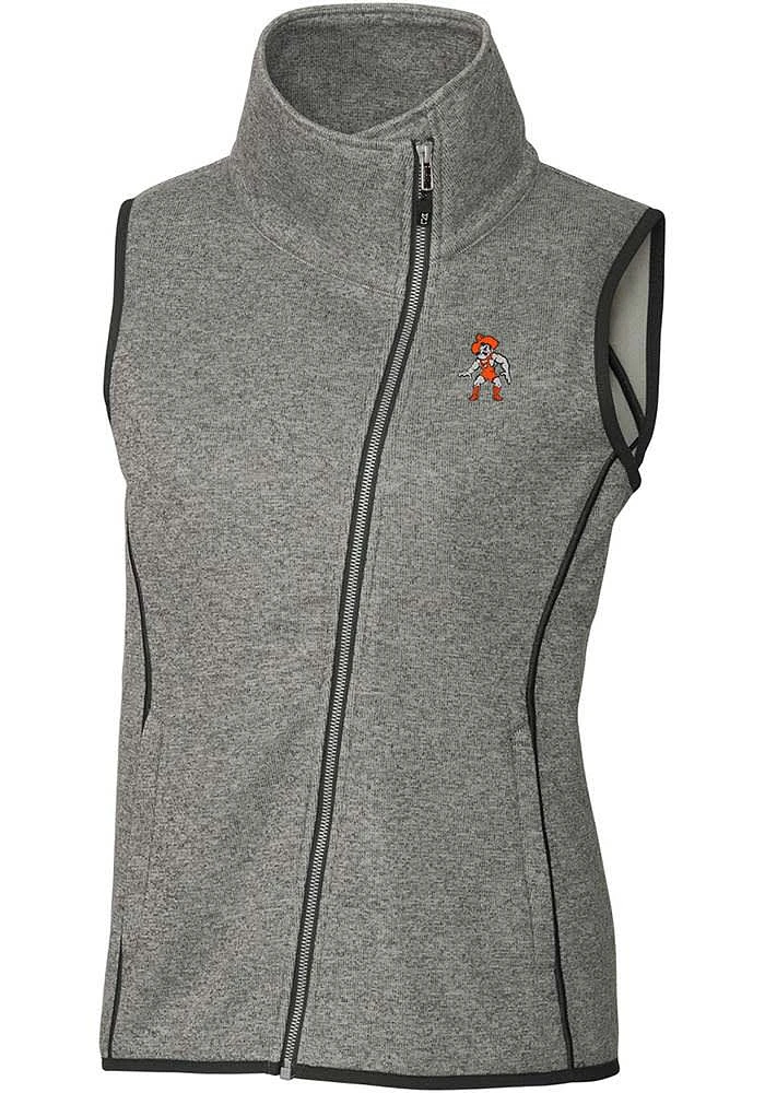 Cutter and Buck Oklahoma State Cowboys Womens Grey Wresting Pete Mainsail Asymmetrical Vest