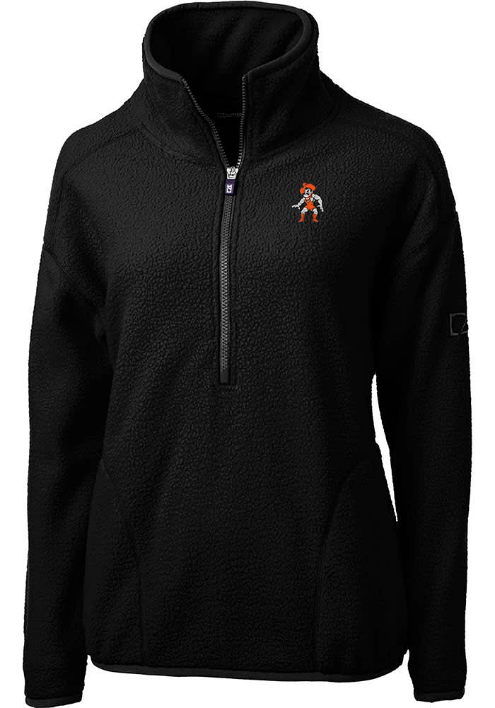 Cutter and Buck Oklahoma State Cowboys Womens Black Cascade Eco Sherpa Qtr Zip