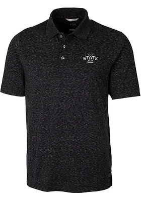 Cutter and Buck Iowa State Cyclones Mens Black Advantage Space Dye Design Short Sleeve Polo
