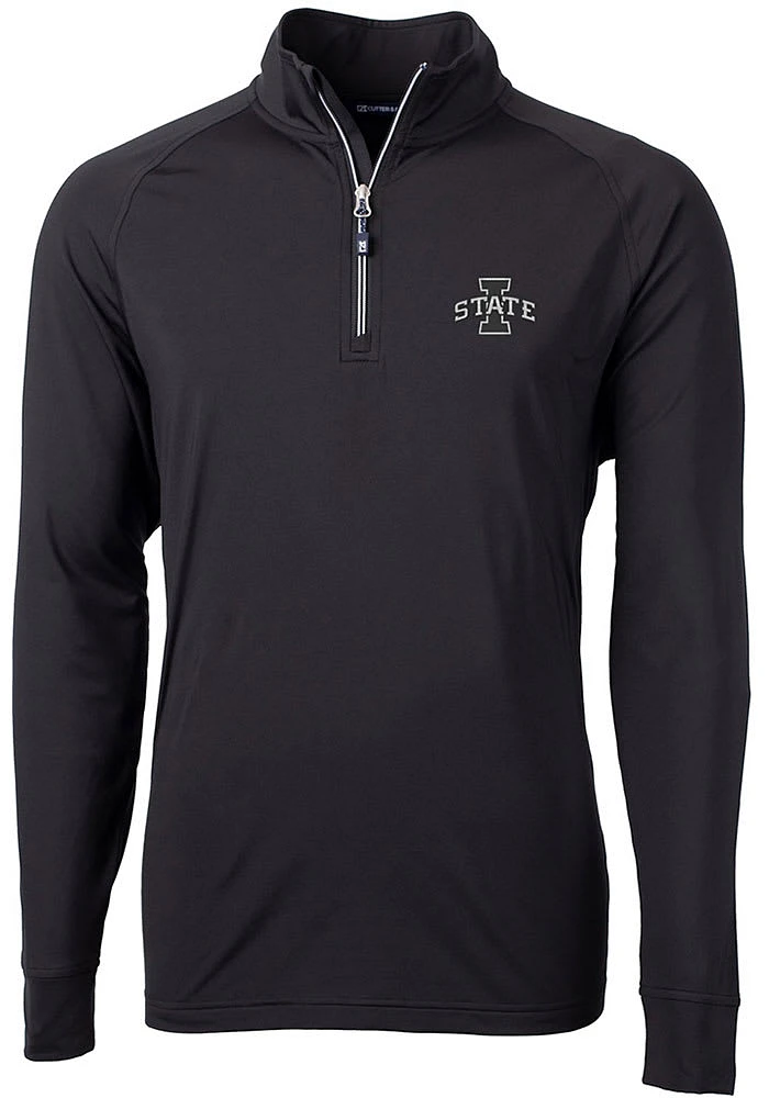 Cutter and Buck Iowa State Cyclones Mens Black Adapt Stretch Long Sleeve Qtr Zip Pullover