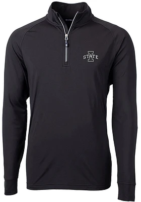 Cutter and Buck Iowa State Cyclones Mens Black Adapt Stretch Long Sleeve Qtr Zip Pullover