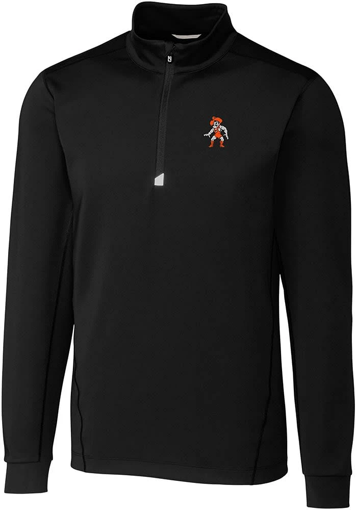 Cutter and Buck Oklahoma State Cowboys Mens Black Traverse Stretch Big Tall Qtr Zip
