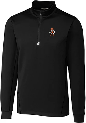 Cutter and Buck Oklahoma State Cowboys Mens Black Traverse Stretch Big Tall Qtr Zip