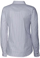 Cutter and Buck Oklahoma State Cowboys Womens Stretch Oxford Stripe Long Sleeve Grey Dress Shirt