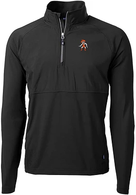 Cutter and Buck Oklahoma State Cowboys Mens Black Adapt Eco Hybrid Long Sleeve Qtr Zip Pullover