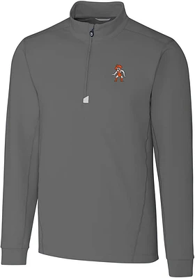Cutter and Buck Oklahoma State Cowboys Mens Grey Wresting Pete Traverse Long Sleeve Qtr Zip Pull..