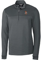 Cutter and Buck Oklahoma State Cowboys Mens Grey Wresting Pete Traverse Stripe Long Sleeve Qtr Z..