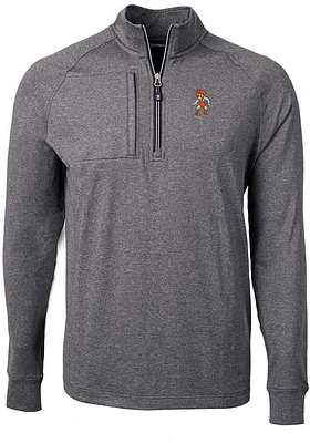 Cutter and Buck Oklahoma State Cowboys Mens Black Wresting Pete Adapt Eco Long Sleeve Qtr Zip Pu..