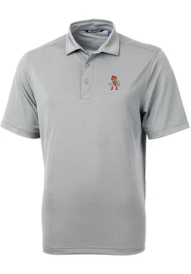Cutter and Buck Oklahoma State Cowboys Mens Grey Wresting Pete Virtue Eco Pique Short Sleeve Pol..