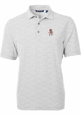 Cutter and Buck Oklahoma State Cowboys Mens Grey Wresting Pete Virtue Eco Pique Botanical Short ..