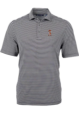 Cutter and Buck Oklahoma State Cowboys Mens Black Wresting Pete Virtue Eco Pique Stripe Short Sl..