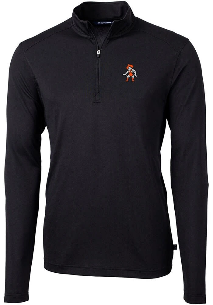 Cutter and Buck Oklahoma State Cowboys Mens Black Wresting Pete Virtue Eco Pique Long Sleeve Qtr..