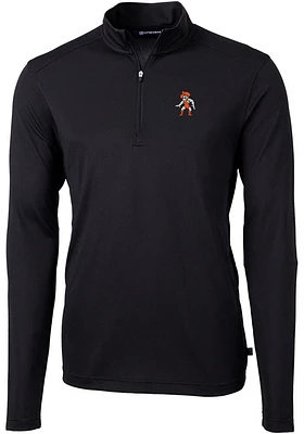 Cutter and Buck Oklahoma State Cowboys Mens Black Wresting Pete Virtue Eco Pique Long Sleeve Qtr..