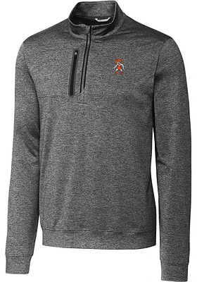 Cutter and Buck Oklahoma State Cowboys Mens Grey Stealth Heathered Long Sleeve Qtr Zip Pullover