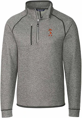 Cutter and Buck Oklahoma State Cowboys Mens Grey Mainsail Long Sleeve Qtr Zip Pullover